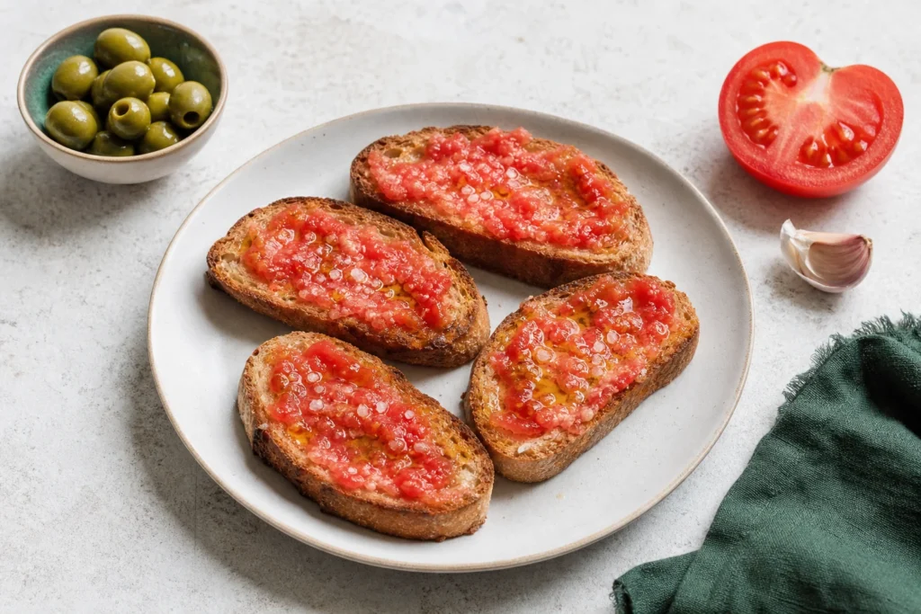 Pan con tomate su pomidoru ir alyvuogių aliejumi