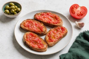 Pan con tomate su pomidoru ir alyvuogių aliejumi